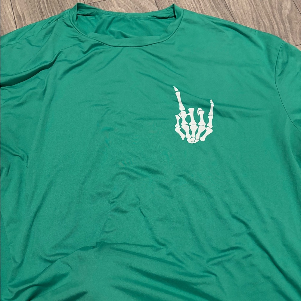 SHEIN Green Skeleton Hand Tee
